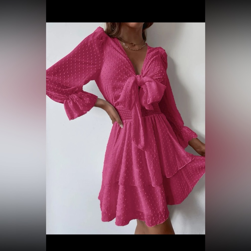 Shein Hot Pink Long Sleeve Dress - Picture 2 of 10
